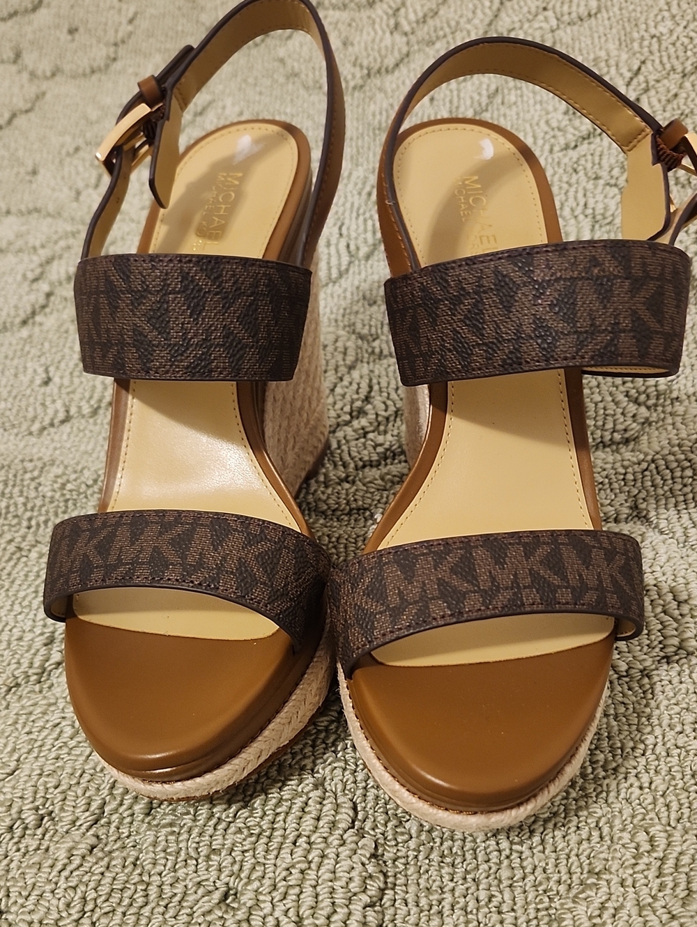 Michael Kors Brown MK Logo Espadrille Wedges